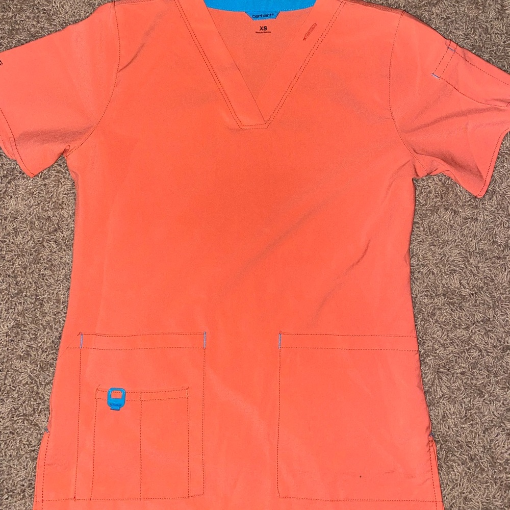 XS Coral Carhartt Scrub Top